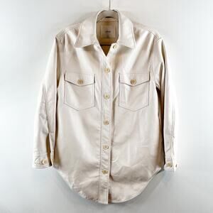 Wilfred Aritzia Ganna Faux Leather Shirt Jacket Shacket Cream XS